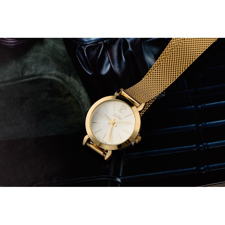 Đồng hồ nữ JULIUS Ja-732 vàng tặng 01 đồng hồ nam dây da