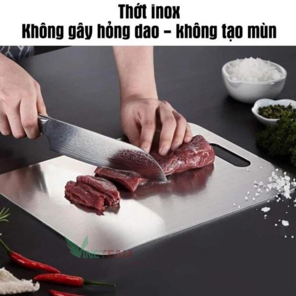 Thớt inox 304 kháng khuẩn cao cấp , chống ẩm mốc độc hại, vệ sinh dễ dàng, cường lực không mùn gỗ, an toàn A17