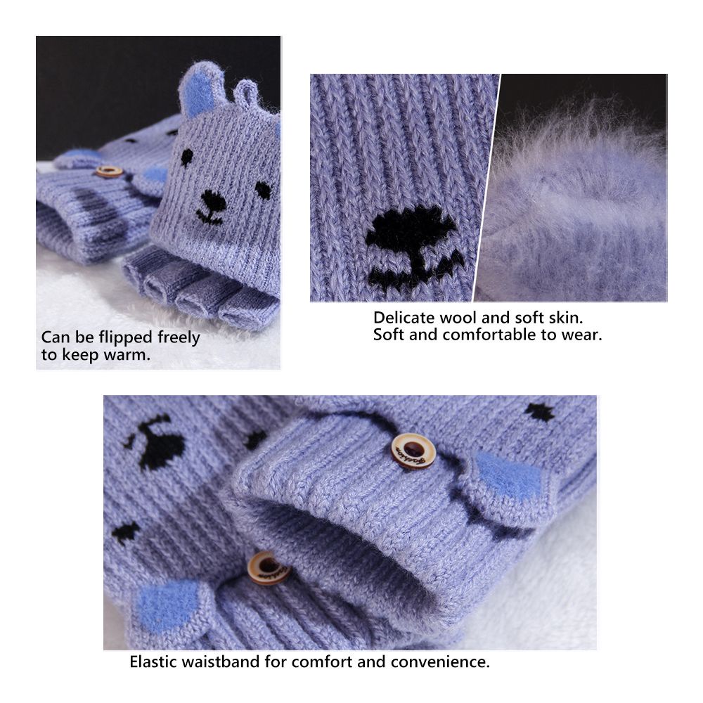 Găng Tay Len Hở Ngón Giữ Ấm Mùa Đông Nhiều Màu Dễ Thương Cho Bé