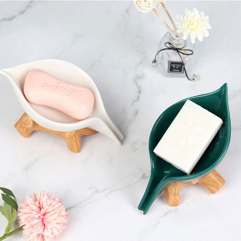Khay Sứ Đựng Xà Phòng Hình Chiếc Lá Dễ Vệ Sinh