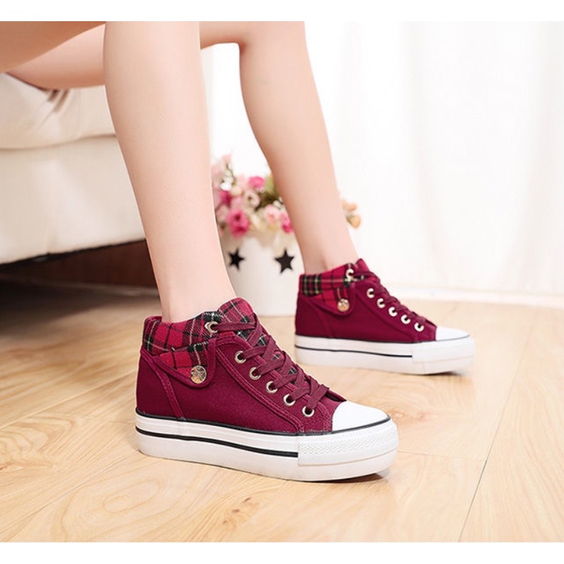 Giày ULZZANG Giày Sneaker Đế Độn Dế Bánh Mì 4CM Cổ Cao
