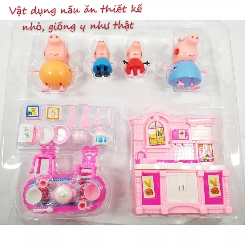 Đồ chơi nhà bếp gia đình nhỏ của peppa pig , đầy đủ phụ kiện nhà bếp