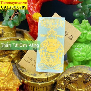 [GIÁ SỐC] Linh Phù THẦN TÀI ÔM THỎI VÀNG dán điện thoại laptop, miếng dán điện thoại phong thuỷ đẹp lung linh