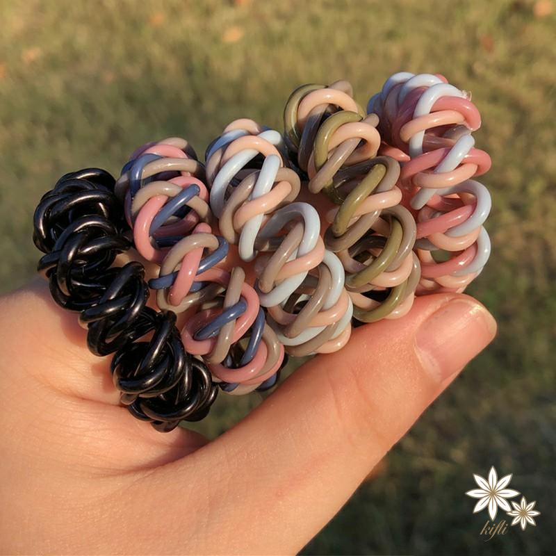 【kifli】Dây Buộc Tóc Cao Su Nhám Ba Màu Kiểu Mori Đơn Giản Không Đường May