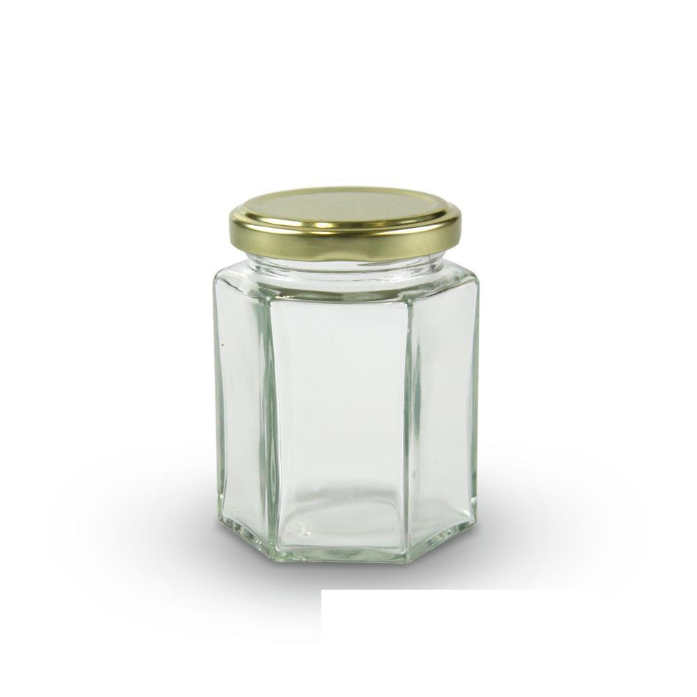 Hũ thủy tinh / Lọ thủy tinh lục giác đựng gia vị thực phẩm nắp thiếc 180ML | BigBuy360 - bigbuy360.vn