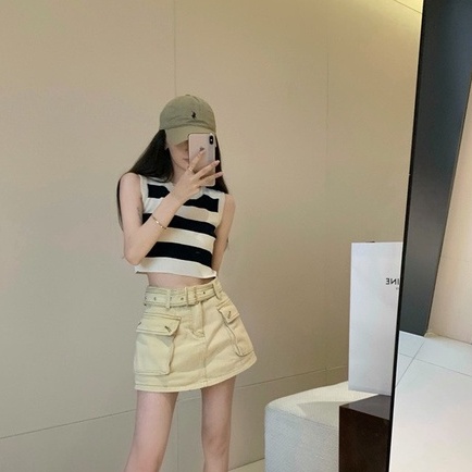 Áo len nữ dáng balo croptop kẻ sọc chất đẹp hàng co giãn cao cấp - A642