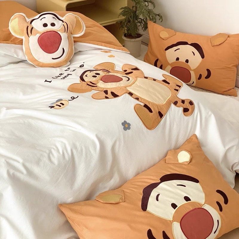 Bộ chăn ga gối mẫu HỔ CON - Cotton Line Disney thêu họa tiết ngộ nghĩnh, set 5 món sẵn hàng
