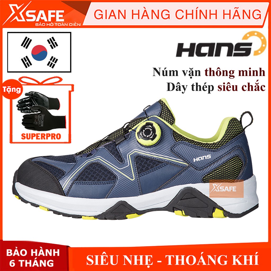 Giày bảo hộ Hans HS77 Giày bảo hộ lao động Hàn Quốc cấu tạo phi kim siêu nhẹ - Núm vặn thông minh tháo mở giày nhanh