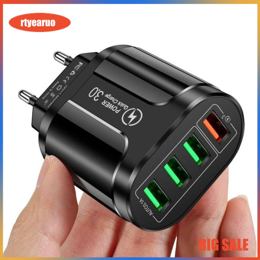 Củ Sạc Nhanh Qc3.0 4 Cổng Usb Có Đèn Led