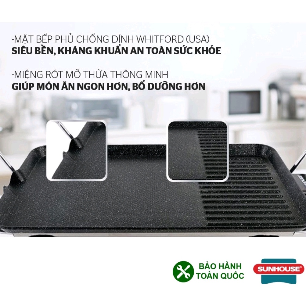 [ Bảo hành chính hãng 12 tháng] Bếp nướng điện SUNHOUSE SHD4607, Bếp nướng Sunhouse : nướng cả thế giới .