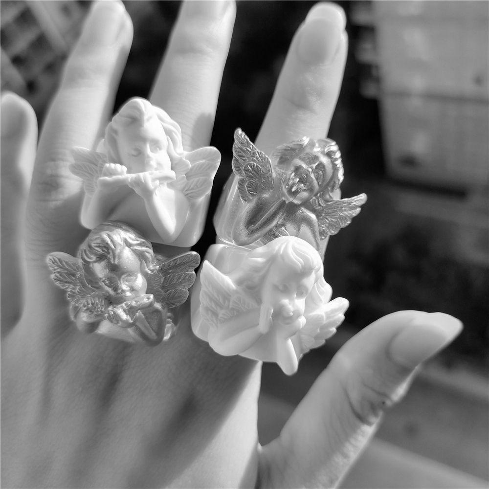 Mxbeauty Nhẫn Hình Cánh Thiên Thần Bằng Resin Thời Trang Cho Cặp Đôi