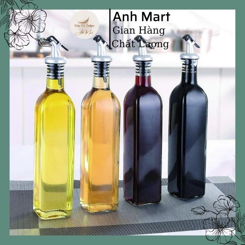 Bình đựng dầu ăn Anh Mart , lọ ,chai rót dấm nước mắm xì dầu tương mật ong thủy tinh 500ml dành cho nhà bếp