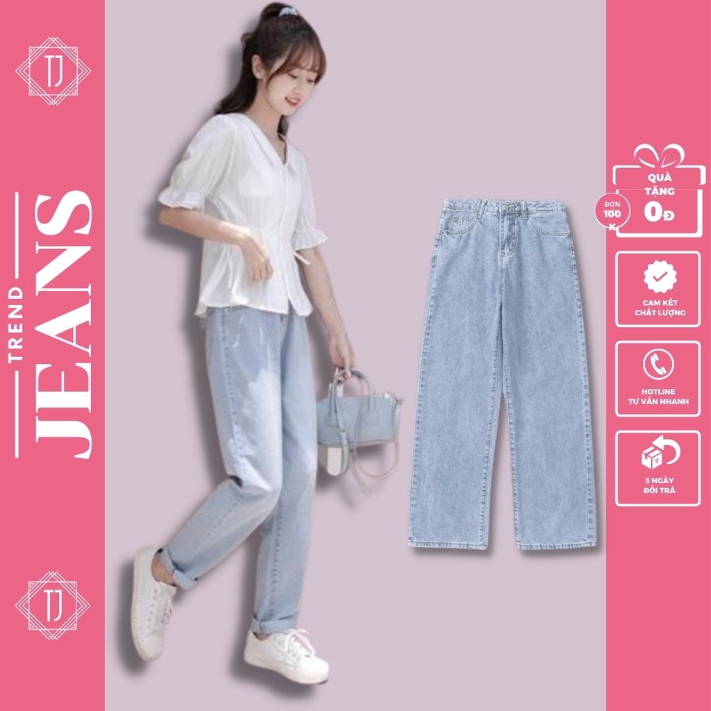 Quần bò, jean, quần baggy nữ, trơn dánh ống suông đứng TX-03