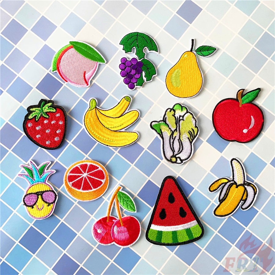 ✿ Miếng Dán Ủi Hình Trái Cây Và Rau Củ ✿ 1 Miếng Vá Thêu Hình Chuối/Dứa/Cherry/Dưa Hấu/Dưa Hấu Diy