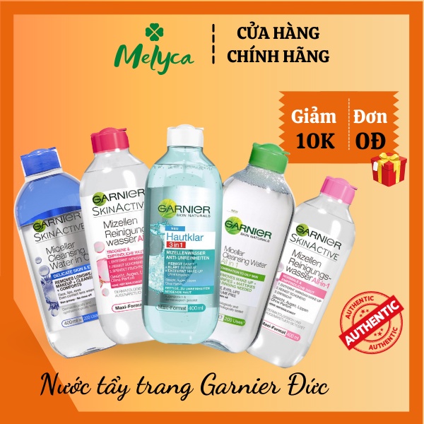 Nước tẩy trang Garnier Micellar hàng Đức nội địa 400ml - Shop Melyca