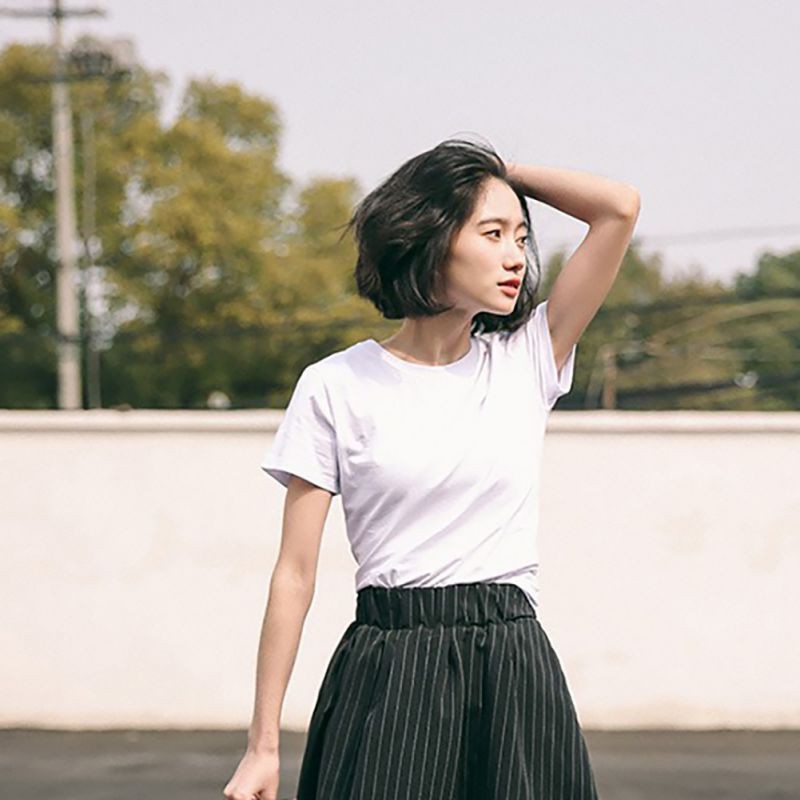 Áo thun tay ngắn cổ tròn phối nơ sau lưng cho phái nữ