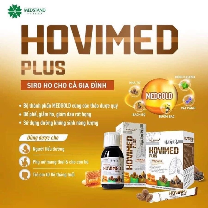 Hovimed- Siro ho khan, ho đờm. Dùng được cho người bị bệnh tiểu đường, phụ nữ có thai, đang cho con bú