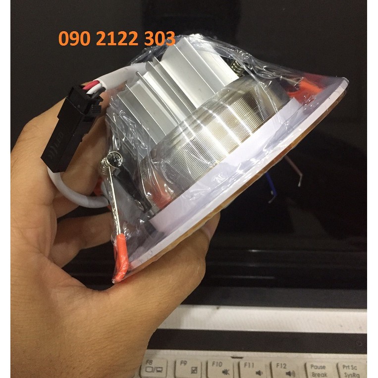 SET 10 ĐÈN ÂM TRẦN THẠCH CAO 7W  PHI 90MM  VIỀN VÀNG 3 CHẾ ĐỘ MÀU SANG TRỌNG