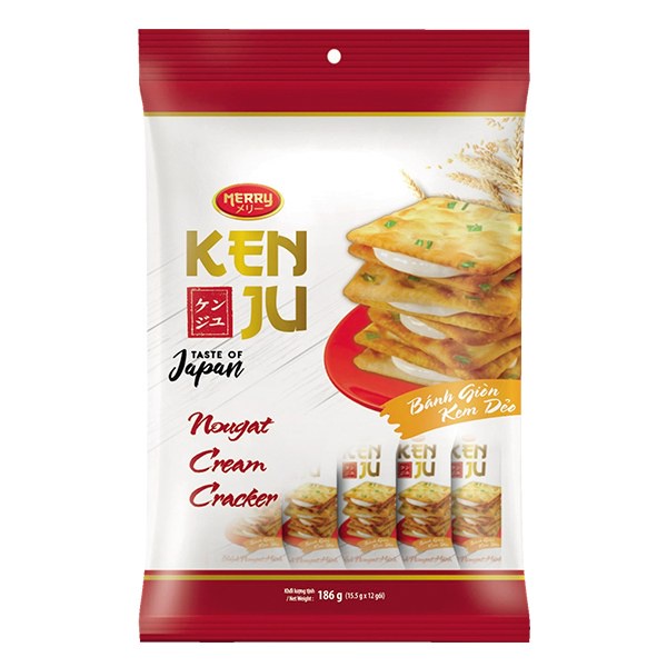 Bánh Quy Kenju Nougat Nhân Kem Dẻo Gói 186G