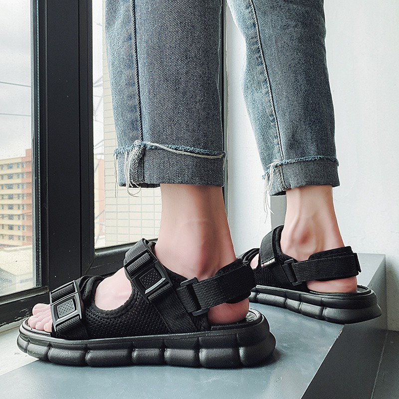 Giày MWC 2927 - Giày Sandal Quai Ngang Vải Dù Đế Bằng Thời Trang