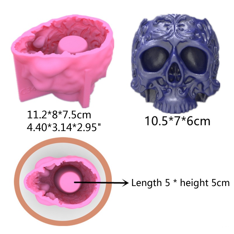 Khuôn Silicone Làm Giá Đỡ Nến / Xà Phòng Hình Đầu Lâu 3D