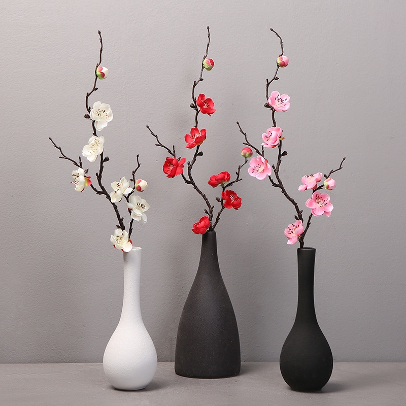 Nhánh Hoa Đào Giả Bằng Vải Lụa Dài 60cm Dùng Để Trang Trí plum blossom