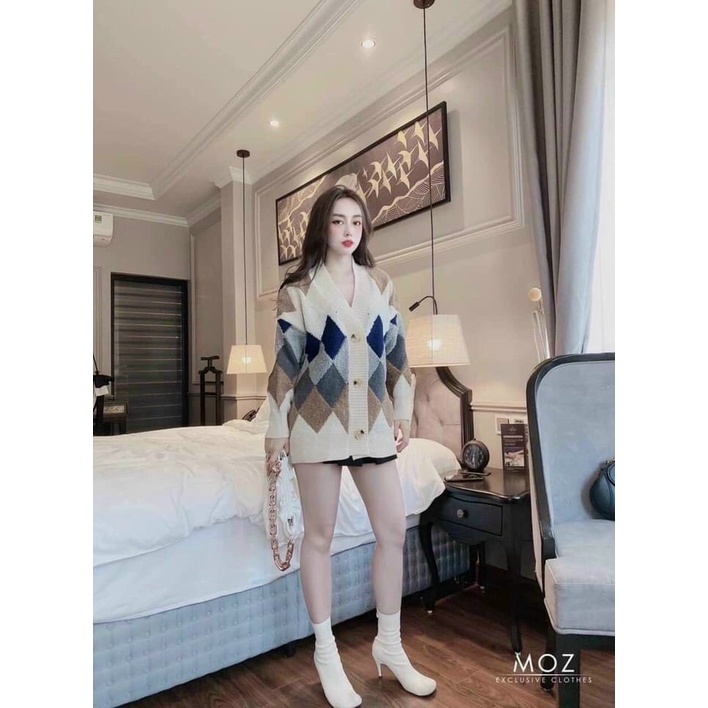 Áo cadigan trám lông cừu