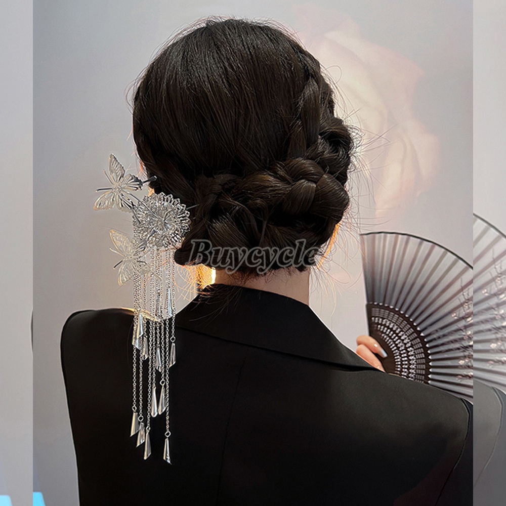 Kẹp Tóc Hình Bướm Tua Rua Thời Trang