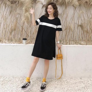 Váy bầu đen phối trắng