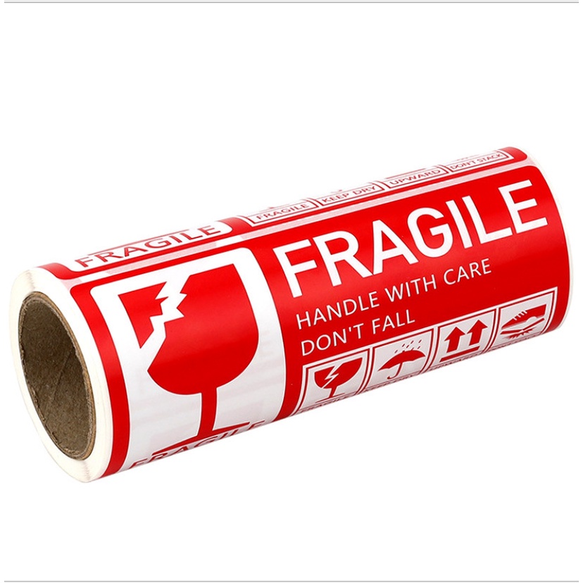 Cuộn 300 Tem cảnh báo hàng dễ vỡ sticker có keo dán sẵn