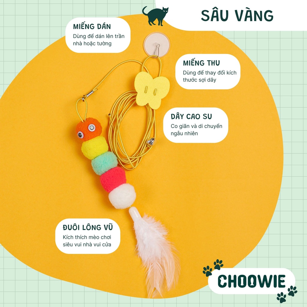 Đồ chơi cho mèo dây treo co giãn dán tường giao ngẫu nhiên Choowie Pet Shop