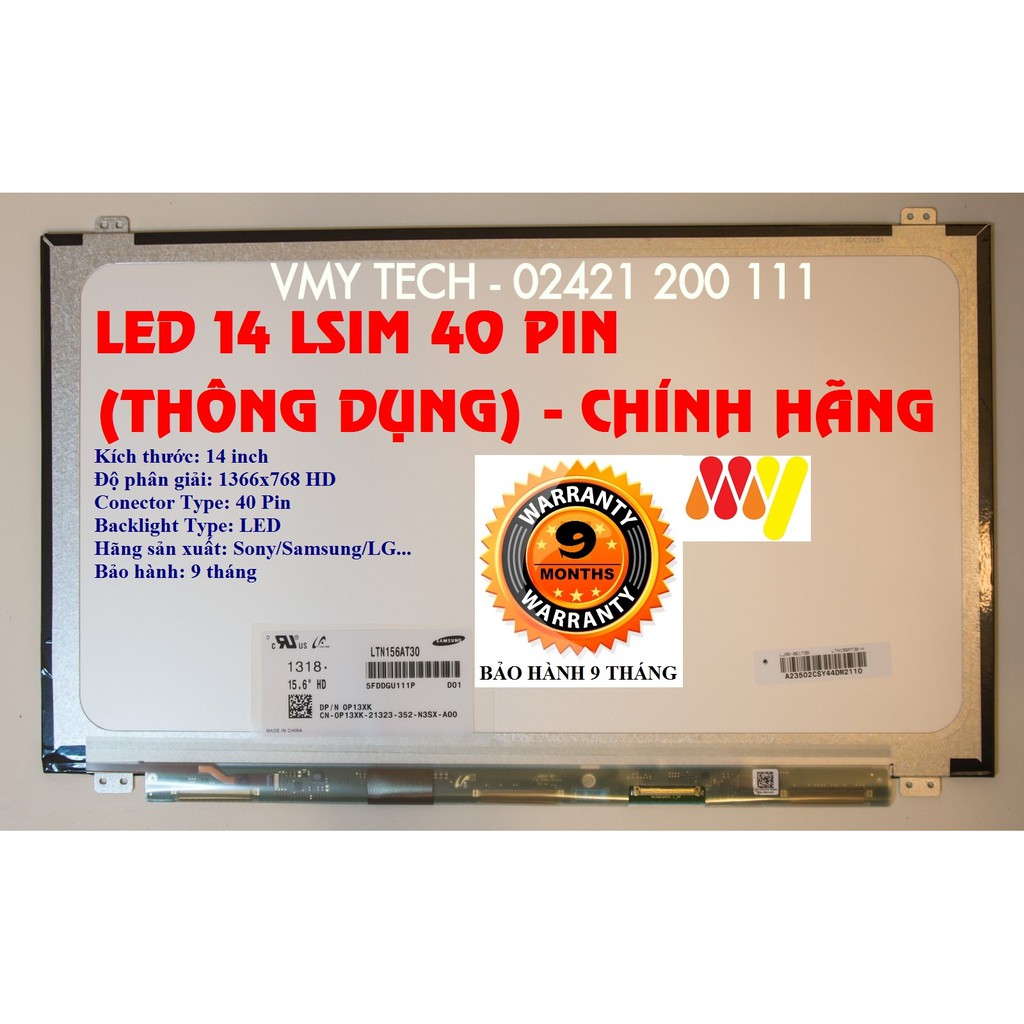 Màn Hình Laptop 14 Inch LED Mỏng - Slim 40 Pin ThayThế Cho Dell HP Lenovo Toshiba LG Asus HÀNG CHẤT LƯỢNG