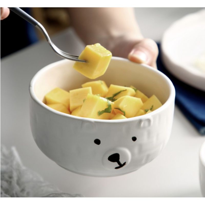 Bát ăn dặm gốm sứ to hình Gấu trắng,Heo hồng 300ml,NPP Baby Tôm