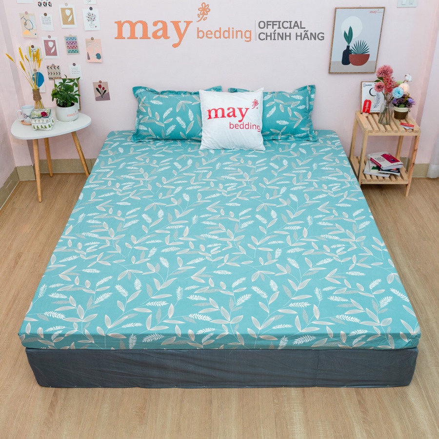 Drap trải giường May Bedding ga bọc nệm kèm 2 vỏ gối poly cotton kích thước m6 hoặc m8 nhiều mẫu