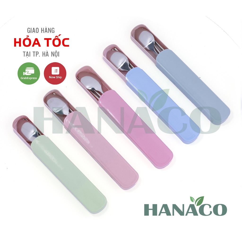 Bộ đũa thìa cá nhân bằng inox có hộp đựng sang trọng, dễ dàng mang theo tiện lợi khi sử dụng - Hanaco