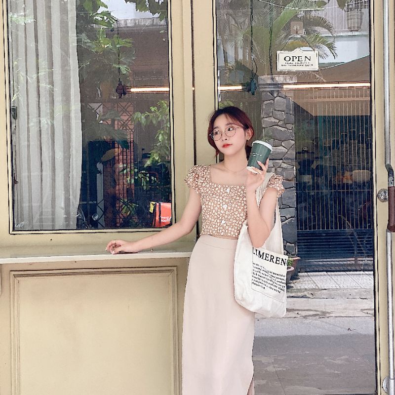 CASON - Áo Croptop Tay Bèo Cindy