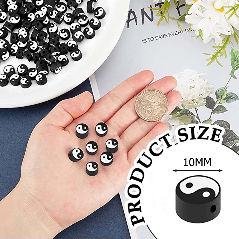 Bộ 50 Hạt Tròn 10mm Bằng Đất Sét Polymer Siêu Nhẹ Dùng Làm Trang Sức DIY