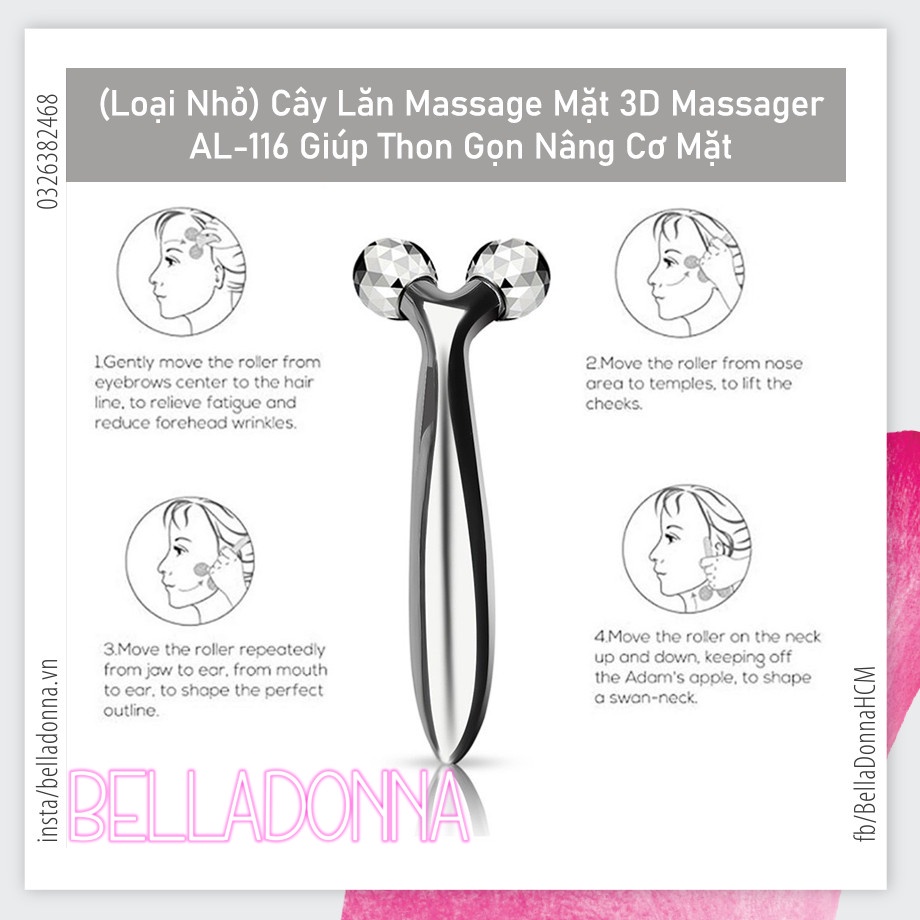 [HCM][2 Size] Cây Lăn Massage Mặt 3D Massager Giúp Thon Gọn Nâng Cơ Mặt
