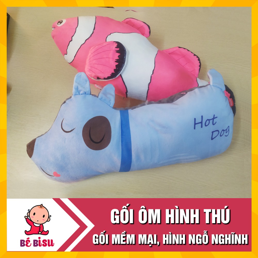 Gối ôm nhồi bông hình thú mềm mịn (52x20cm)