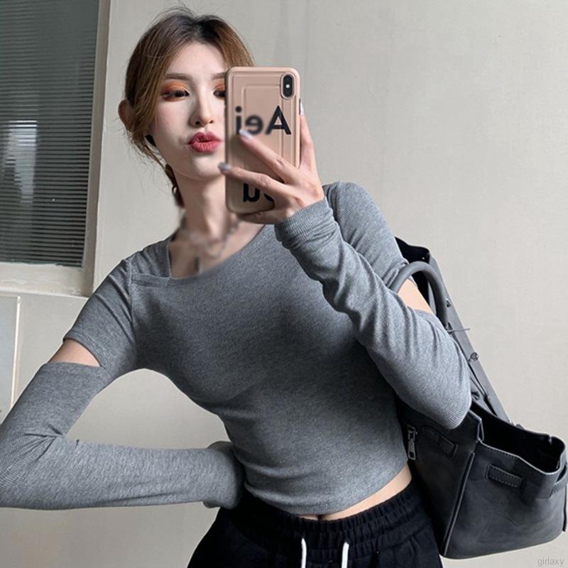 Áo dệt kim tay dài màu sắc đơn giản phong cách Hàn Quốc cho nữ