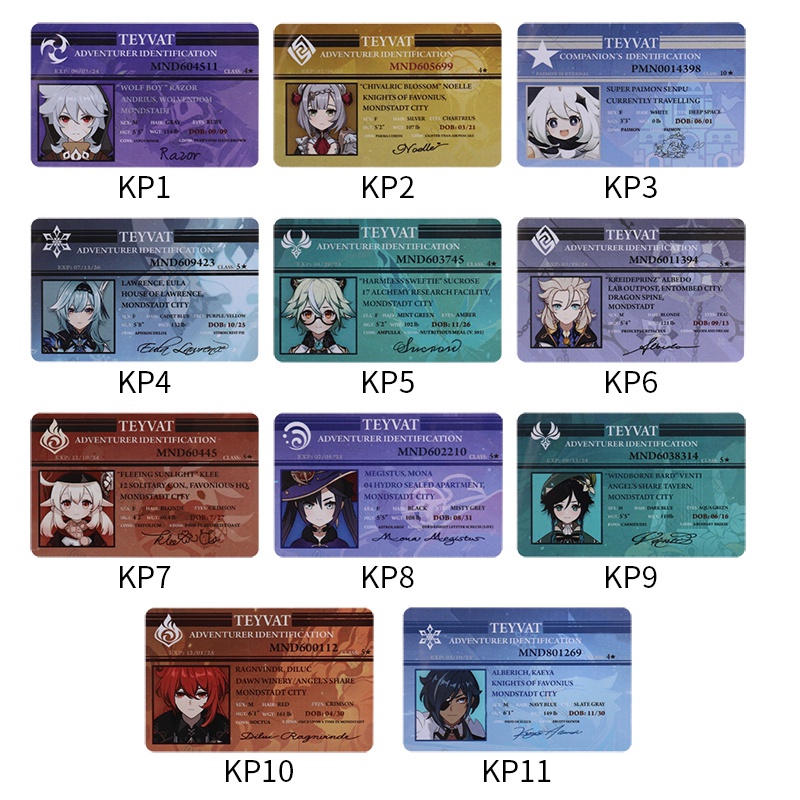 Thẻ Hình Nhân Vật Anime Id Pvc
