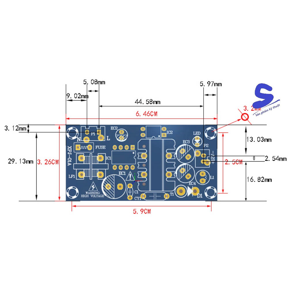 Module nguồn không vỏ 220v - 5V 2A