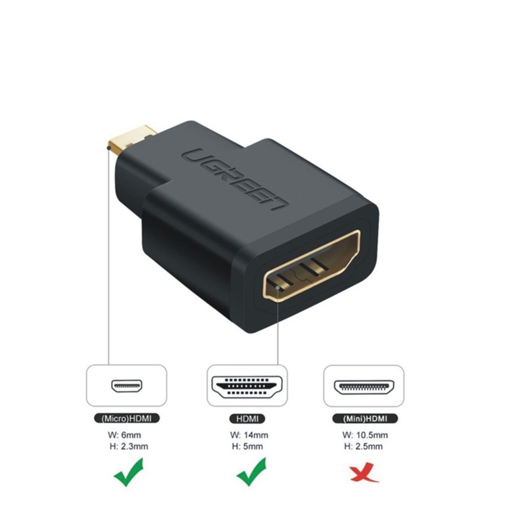 Đầu Chuyển UGREEN 20106 Micro HDMI To HDMI - Micro HDMI dương Sang HDMI âm - Chính Hãng UGREEN