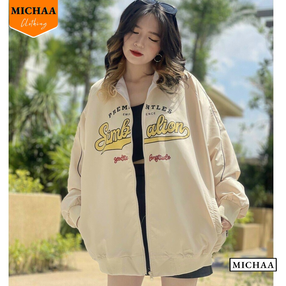 Áo Khoác Bomber Dù SIMBALION Nam Nữ Ulzzang Unisex Kiểu Bóng Chày Form Rộng 2 Lớp - MICHAA