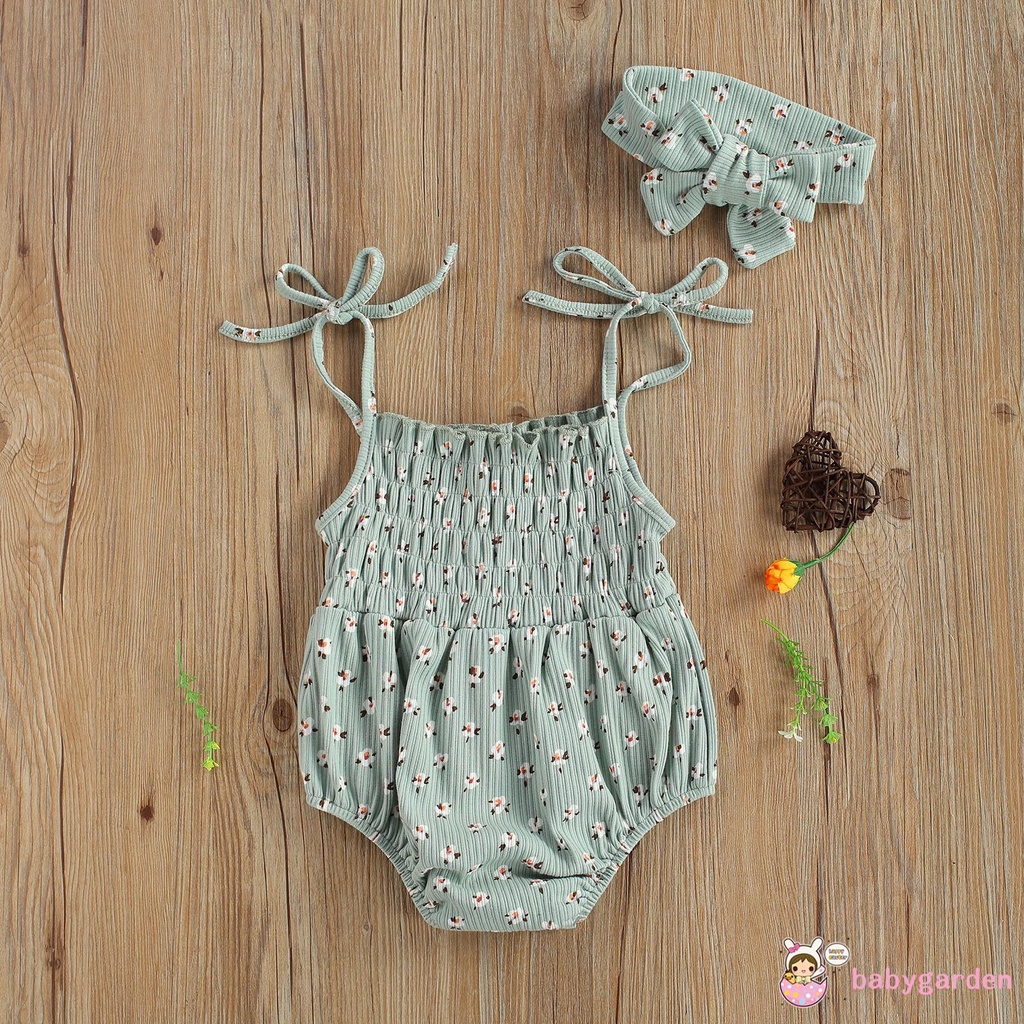 Áo Liền Quần Hở Vai Và Băng Đô Nơ Cho Bé Gái