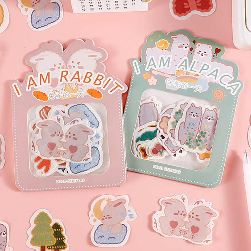 Set 30 Miếng Dán Phong Cách Nhật Bản Hình Động Vật Dễ Thương