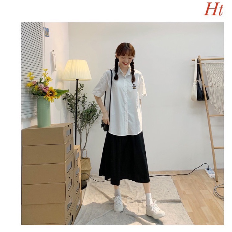 [FREESHIP, MẾN TẶNG QUÀ XINH] ÁO HỌC SINH, ÁO SƠ MI TRẮNG CỘC TAY GẤU VÀNG  CHẤT THÔ LỤA CỰC HOT