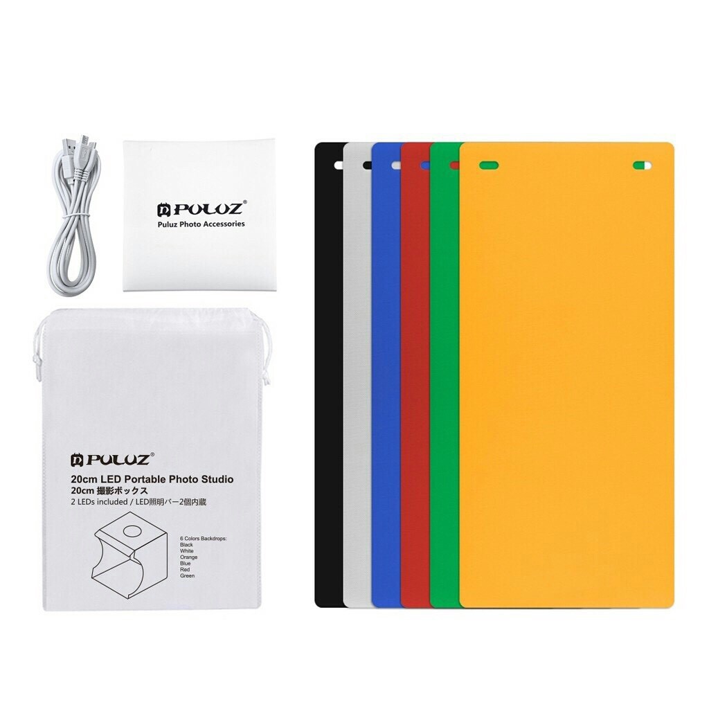 Hộp chụp hình sản phẩm size 22x23x24cm phiên bản mới 2 thanh LED 40 bóng-6 phông nền. | BigBuy360 - bigbuy360.vn