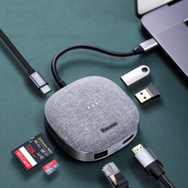 [Mã 267ELSALE hoàn 7% đơn 300K] Hub chuyển Baseus vải 7in1 cổng kết nối usb type c