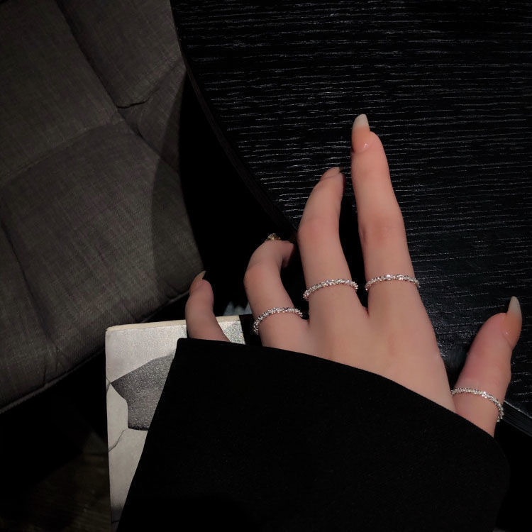 Nhẫn Bạc 925 Thiết Kế Hình Học Rỗng Không Phai Màu Phong Cách Hàn Quốc Cho Nữ